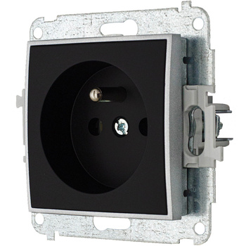 Gniazdo pojedyncze bez ramki karlik mini kolor czarny mat/srebrny