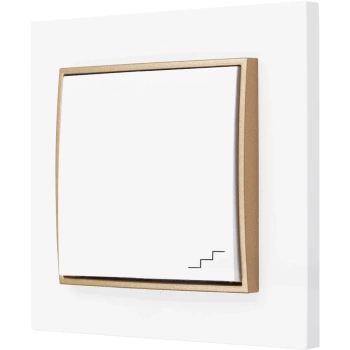 Włącznik schodowy z ramką karlik mini kolor biały/złoty