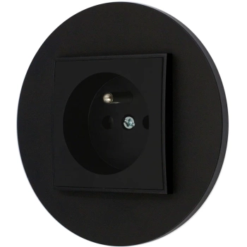 Gniazdo pojedyncze z ramką okrągłą seria MINI kolor czarny mat