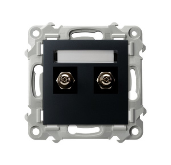 Gniazdo ekwipotencjalne podwójne seria SZAFIR kolor Czarny metalik symbol GPE-2Z/m/33