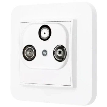 Gniazdo rtv-sat z ramką zaokrągloną seria MINI kolor biały