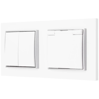 Włącznik z gniazdkiem hermetycznym kolor biały/srebrny 21