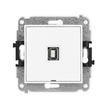 Mechanizm gniazda pojedynczego USB A-B 2.0, bez pola opisowego Karlik seria ICON IGUSBBO-3 kolor biały