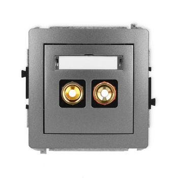 Mechanizm gniazda głośnikowego pojedynczego typu banan - czerwony i czarny, pozłacany, 4 mm2, skręcany Karlik seria DECO 11DGG-4 kolor grafitowy