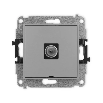 Mechanizm gniazda antenowego pojedynczego TV, bez pola opisowego Karlik seria ICON 27IGTVBO-1 kolor szary mat