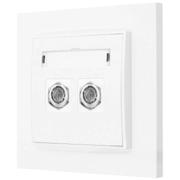 Gniazdo antenowe 2x z ramką prostą seria MINI kolor biały mat