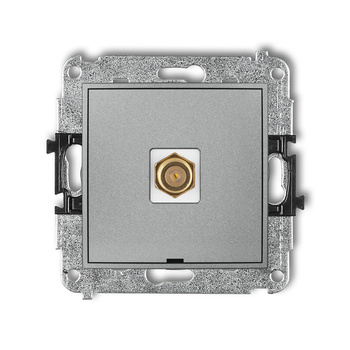 Mechanizm gniazda antenowego pojedynczego typu F SAT pozłacany, bez pola opisowego Karlik seria MINI 7MGFBO-1.1 kolor srebrny metalik