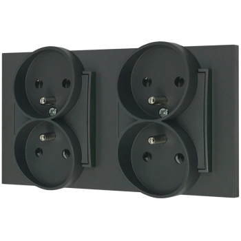 Dwa gniazda podwójne z ramką prostą seria MINI kolor grafitowy mat