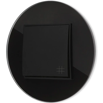 Włącznik krzyżowy z ramką okrągłą efekt szkła seria ICON kolor czarny