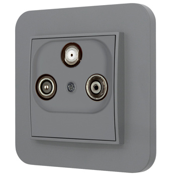 Gniazdo rtv-sat z ramką zaokrągloną seria MINI kolor szary mat