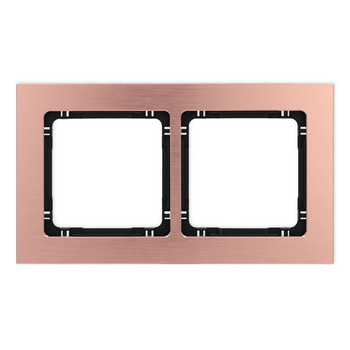 Ramka uniwersalna podwójna - aluminium szczotkowane ramka: kolor miedziany; spód: czarny Karlik seria DECO 9-12-DRA-2 kolor miedziany