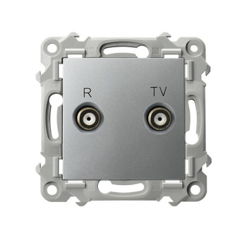 Gniazdo RTV przelotowe 10-dB seria SZAFIR kolor Srebro symbol GPA-10ZP/m/18