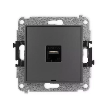 Mechanizm gniazda komputerowego pojedynczego 1xRJ45, kat. 6A, 8-stykowy, bez pola opisowego Karlik seria MINI 28MGKBO-7 kolor grafitowy mat