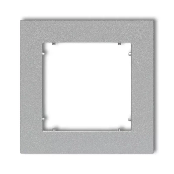 Ramka uniwersalna pojedyncza kwadratowa z tworzywa Karlik seria MINI 7MR-1 kolor srebrny metalik