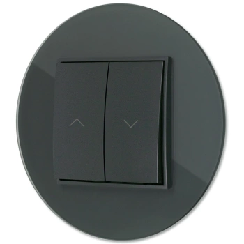 Włącznik roletowy zwierny z ramką okrągłą efekt szkła seria ICON kolor grafitowy mat