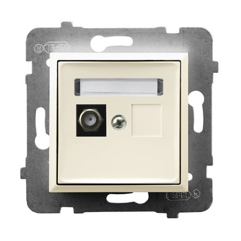 Gniazdo antenowe typu F pojedyncze seria ARIA kolor Ecru symbol GPA-1UF/m/27