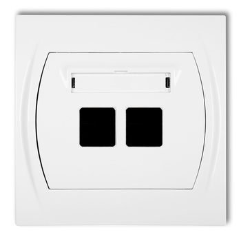 Gniazdo multimedialne podwójne bez modułu standard Keystone Karlik seria LOGO LGM-2P kolor biały