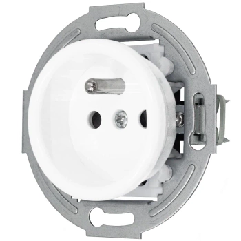 Gniazdo pojedyncze z uziemieniem seria retro styl loft kolor biały TG-RE-51W