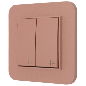 Włącznik krzyżowy podwójny z ramką zaokrągloną seria MINI kolor łososiowy