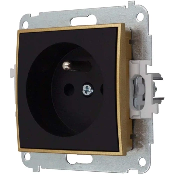 Gniazdo pojedyncze bez ramki karlik mini kolor czarny mat/złoty