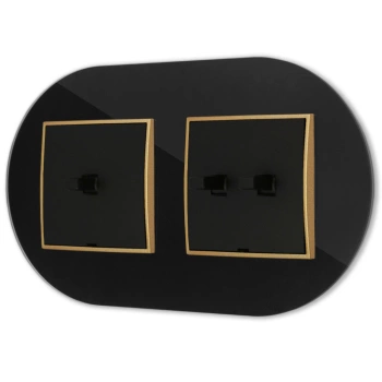 Włącznik pojedynczy i podwójny w stylu USA ramka okrągła efekt szkła seria ICON kolor czarny/złoty