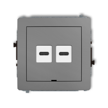 Mechanizm ładowarki USB podwójnej 2xUSB C, 20W max., bez pola opisowego Karlik seria DECO 27DCUSBBO-7 kolor szary mat