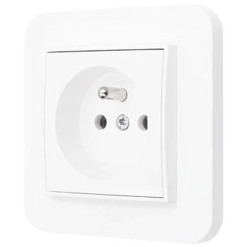 Gniazdo pojedyncze z ramką zaokrągloną seria MINI kolor biały mat