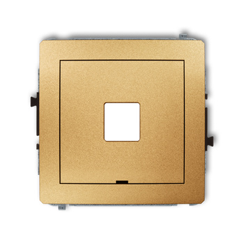 Mechanizm gniazda multimedialnego pojedynczego bez modułu, bez pola opisowego standard Keystone Karlik seria DECO 29DGMBO-1P kolor złoty