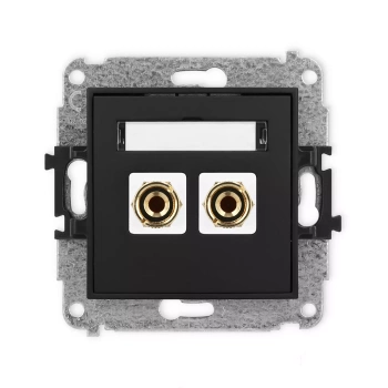 Mechanizm gniazda głośnikowego pojedynczego typu banan - czerwony i czarny, pozłacany, 4 mm2, do lutowania Karlik seria ICON 12IGG-3 kolor czarny mat