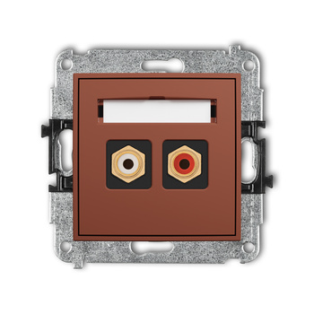 Mechanizm gniazda podwójnego RCA typu cinch - biały i czerwony, pozłacany Karlik seria ICON 63IGRCA-2 kolor terakota