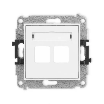 Mechanizm gniazda multimedialnego podwójnego bez modułu standard Keystone Karlik seria MINI MGM-2P kolor biały