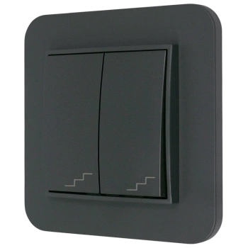 Włącznik schodowy podwójny z ramką zaokrągloną seria MINI kolor grafitowy mat