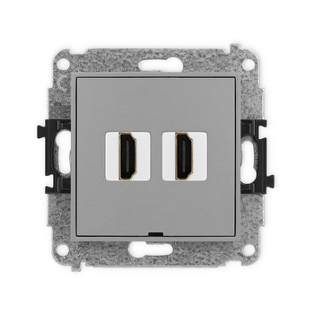 Mechanizm gniazda podwójnego HDMI 2.0, 4K, bez pola opisowego Karlik seria ICON 27IHDMIBO-4 kolor szary mat