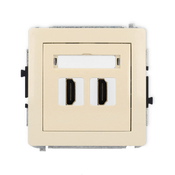Mechanizm gniazda podwójnego HDMI 2.0, 4K Karlik seria DECO 1DHDMI-4 kolor beżowy