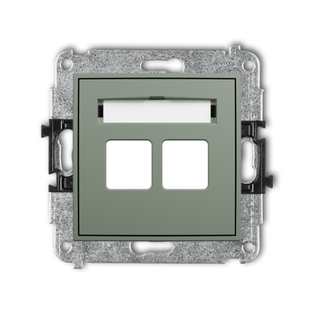 Mechanizm gniazda multimedialnego podwójnego bez modułu standard Keystone Karlik seria ICON 61IGM-2P kolor szałwiowy