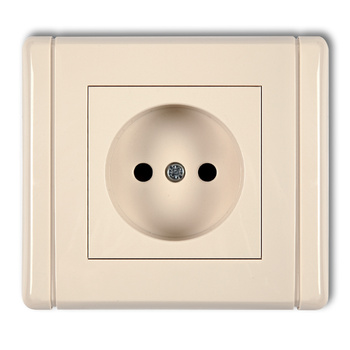 Gniazdo pojedyncze bez uziemienia 2P z przesłonami torów Karlik seria FLEXI 1FGP-1p kolor beżowy