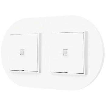 Dwa włączniki pojedyncze w stylu USA ramka okrągła seria Mini kolor biały