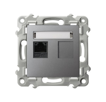 Gniazdo komputerowe pojedyncze, kat. 5e MMC seria SZAFIR kolor Szary mat symbol GPK-1Z/K/m/70