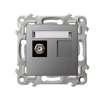 Gniazdo antenowe typu F pojedyncze seria SZAFIR kolor Szary mat symbol GPA-1ZF/m/70