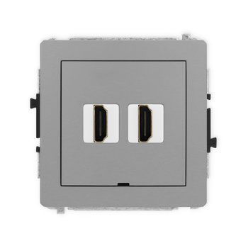 Mechanizm gniazda podwójnego HDMI 2.0, 4K, bez pola opisowego Karlik seria DECO 27DHDMIBO-4 kolor szary mat