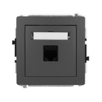 Mechanizm gniazda komputerowego pojedynczego 1xRJ45, kat. 6, 8-stykowy Karlik seria DECO 28DGK-3 kolor grafitowy mat