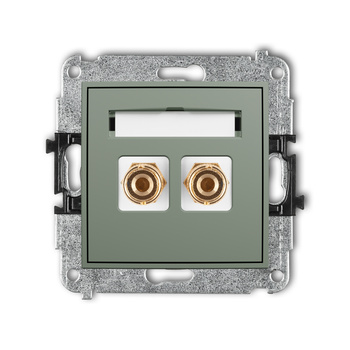 Mechanizm gniazda głośnikowego pojedynczego typu banan - czerwony i czarny, pozłacany, 4 mm2, do lutowania Karlik seria ICON 61IGG-3 kolor szałwiowy