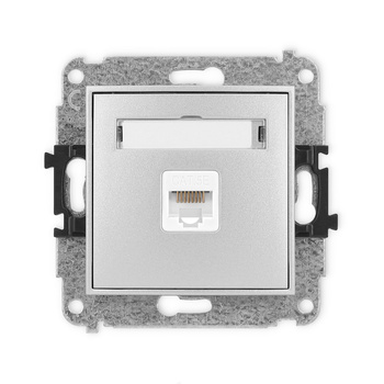 Mechanizm gniazda komputerowego pojedynczego 1xRJ45, kat. 5e, 8-stykowy Karlik seria ICON 7IGK-1 kolor srebrny metalik