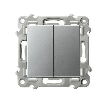 Łącznik schodowy + jednobiegunowy seria SZAFIR kolor Srebro symbol ŁP-9Z/m/18