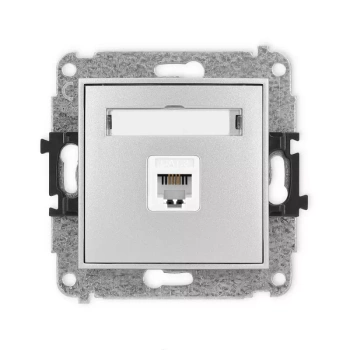 Mechanizm gniazda telefonicznego pojedynczego 1xRJ11, 4-stykowy, beznarzędziowe Karlik seria MINI 7MGT-1 kolor srebrny metalik