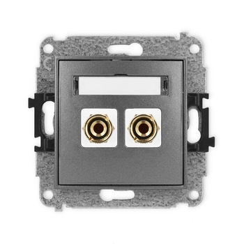 Mechanizm gniazda głośnikowego pojedynczego typu banan - czerwony i czarny, pozłacany, 4 mm2, do lutowania Karlik seria ICON 11IGG-3 kolor grafitowy