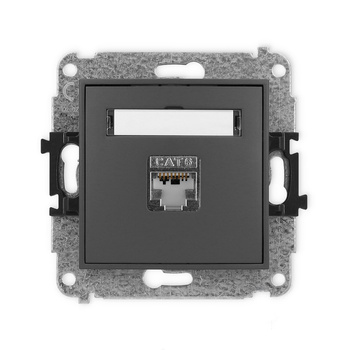 Mechanizm gniazda komputerowego pojedynczego 1xRJ45, kat. 6, ekranowany, 8-stykowy Karlik seria ICON 28IGK-5 kolor grafitowy mat