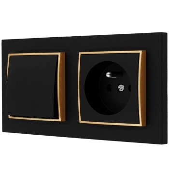 Włącznik i gniazdko bezpieczne dla dzieci kolor czarny mat/złoty 5