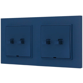Dwa włączniki podwójne w stylu USA ramka kwadratowa seria Mini kolor navy blue