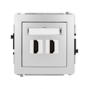 Mechanizm gniazda podwójnego HDMI 2.0, 4K Karlik seria DECO 7DHDMI-4 kolor srebrny metalik